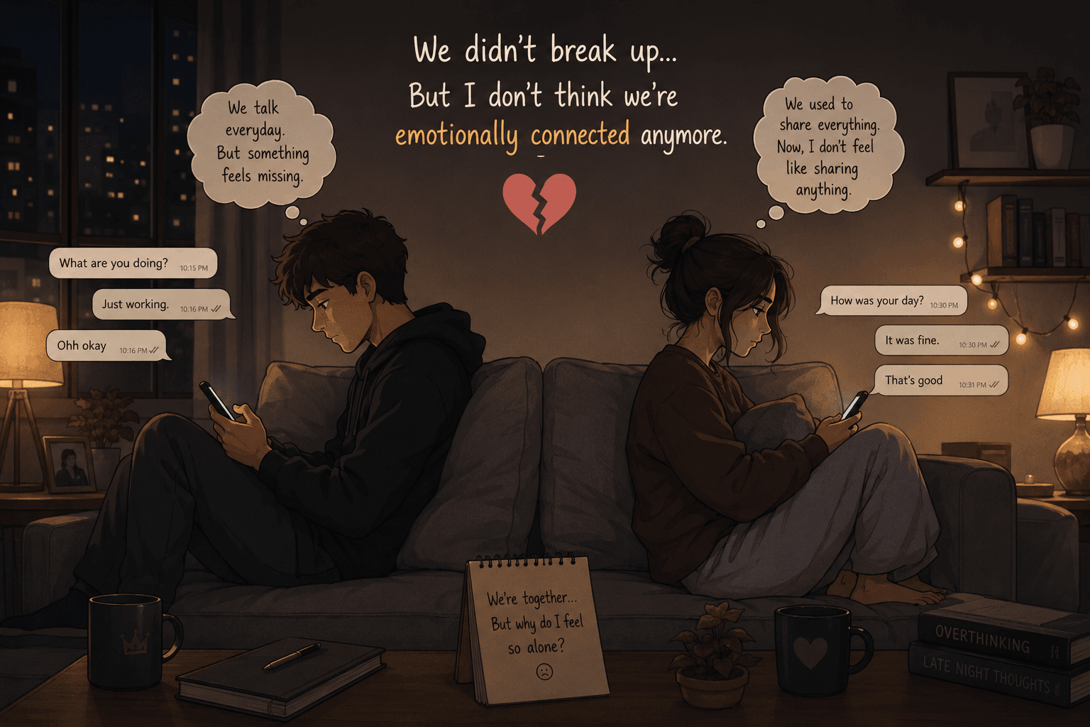 We didn’t break up… but I don’t think we’re emotionally connected anymore