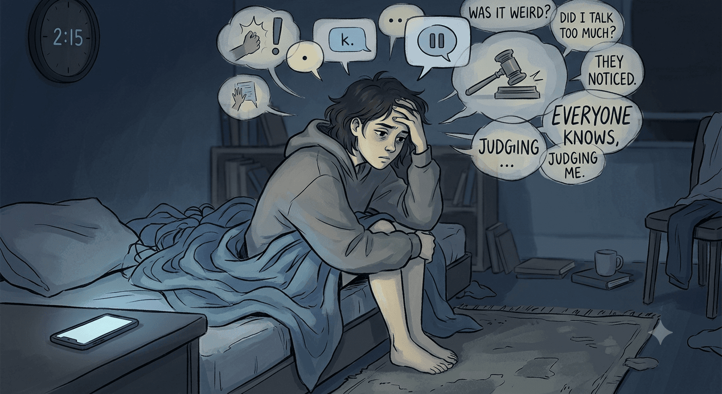 My Brain Replays Every Word I Said Today Until I’m Convinced Everyone Secretly Hates Me.
